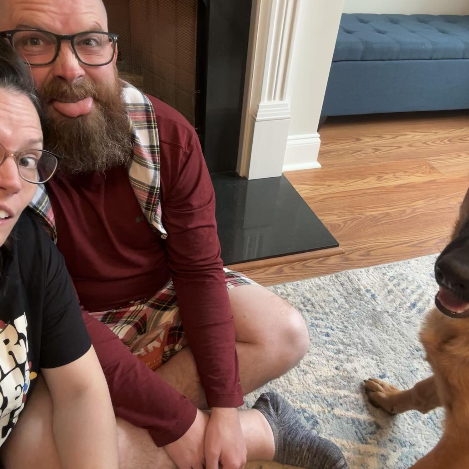 Our attempt to take festive pictures with Charlie, my German Shepherd.