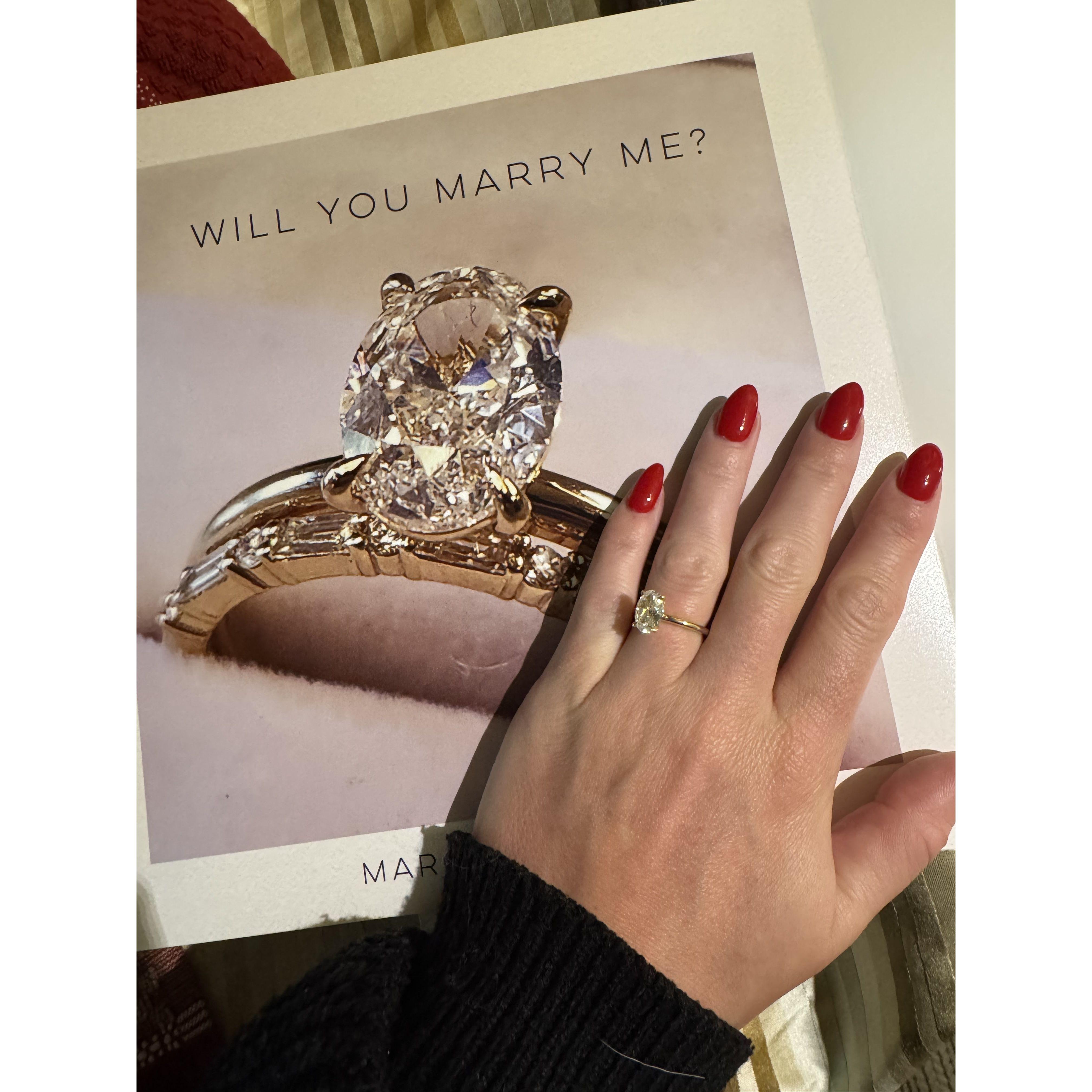Christian proposed in the spot where Taylor had first said "I love you". He had a photo album made of their journey. This was the final page.