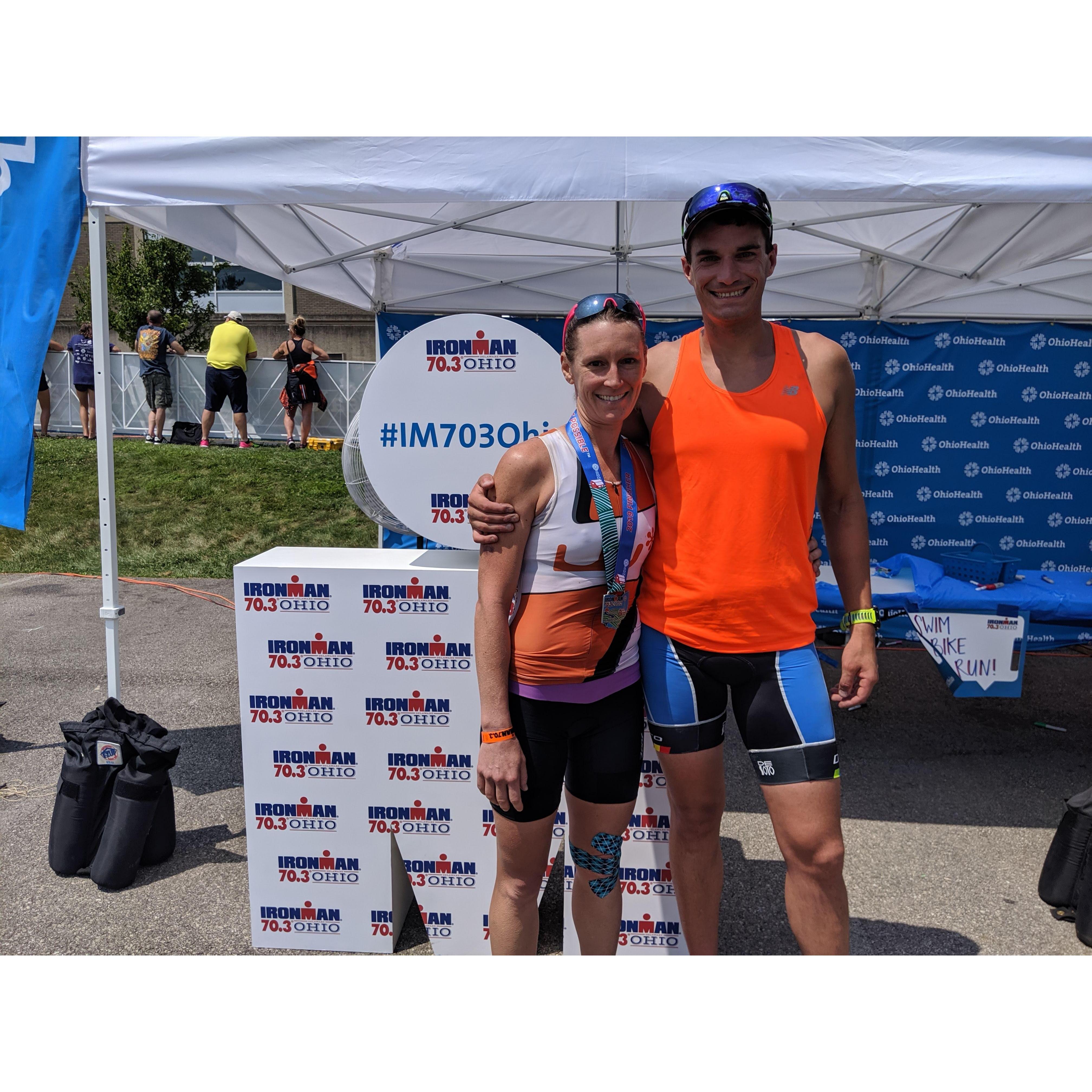 Courtney and Support Crew (Chris) after Ohio 70.3 - July 2019