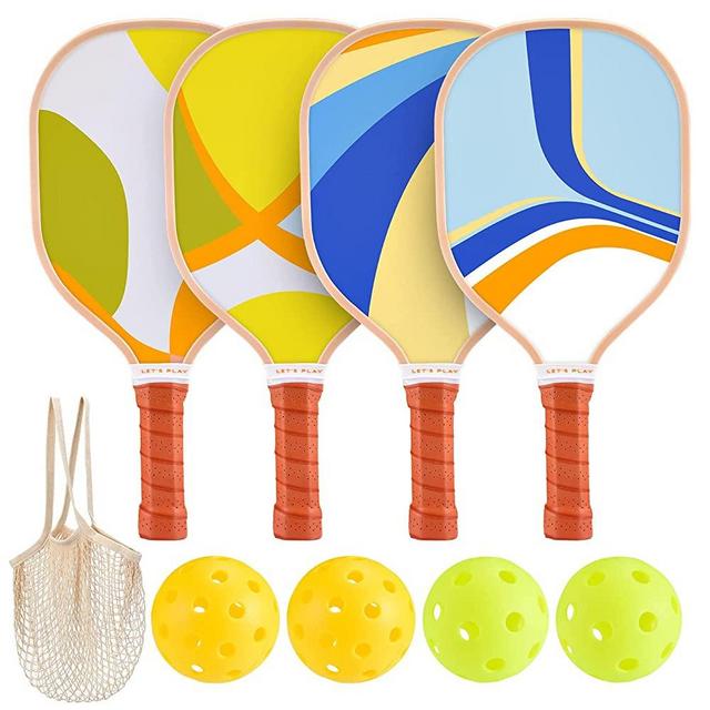 Sprypals Pickleball Paddles, Premium Wood Pickle Ball Paddles Set of 4 with 4 Balls and 1 Carry Bag Lightweight Pickleball Equipment for Beginner & Pro to Intermediate
