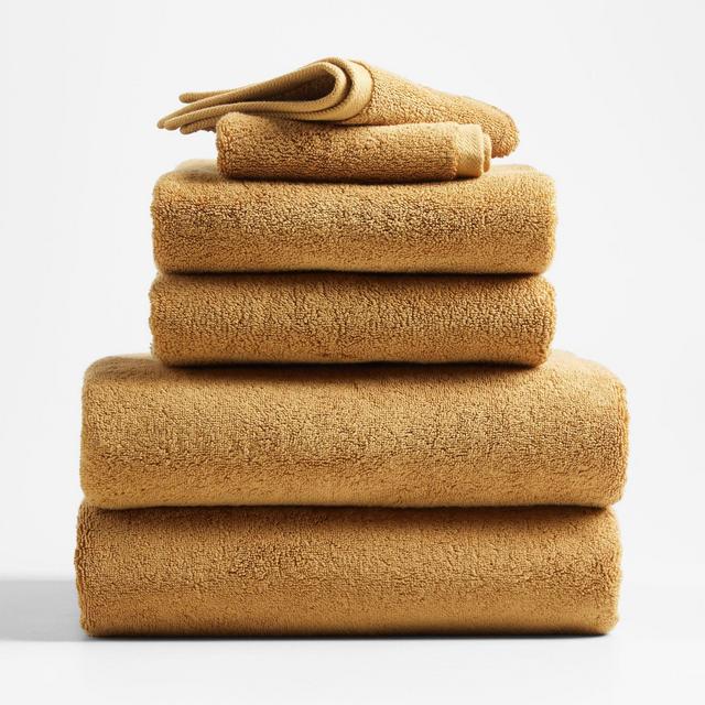 Brulee Brown Organic Turkish Cotton Bath Towels, Set of 6