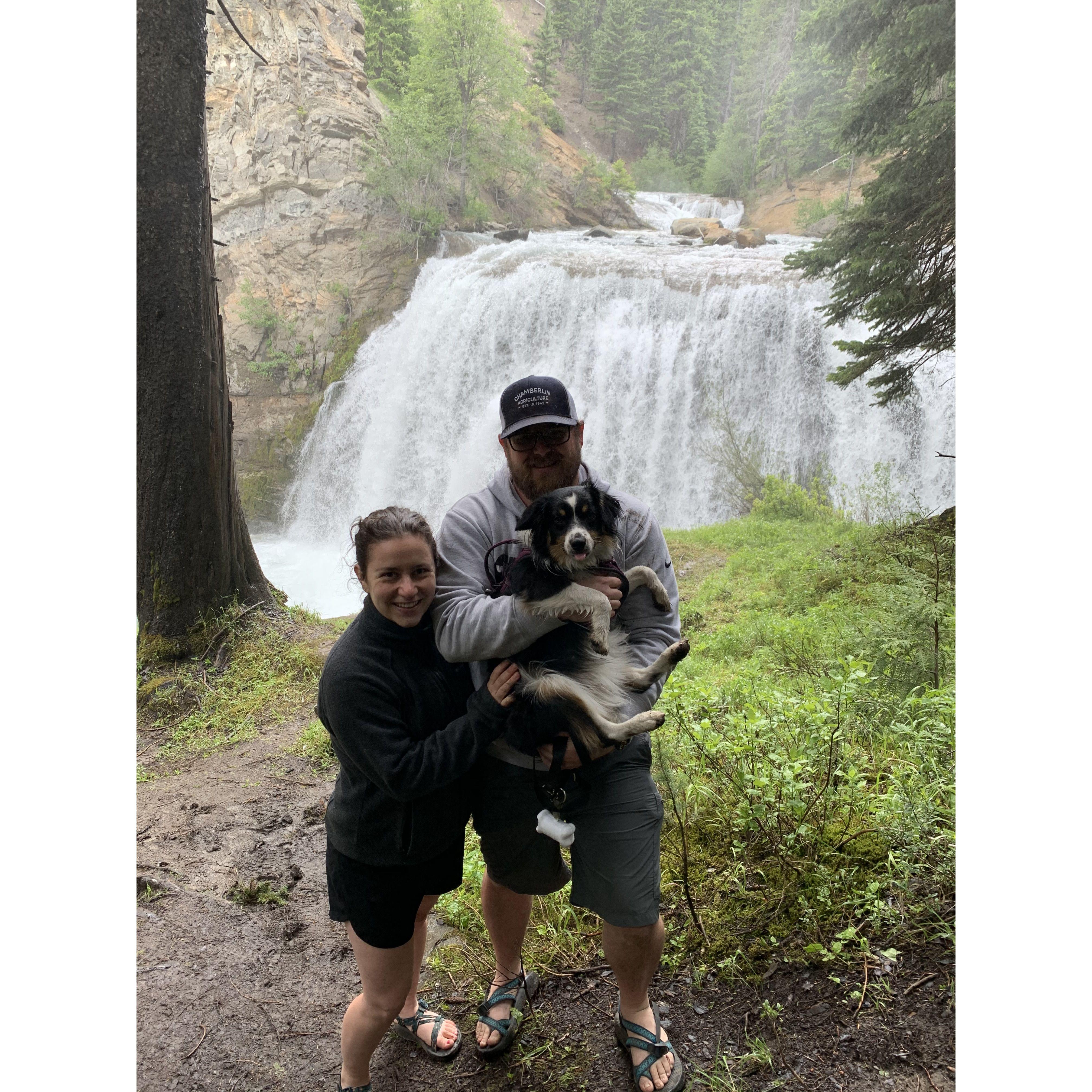 Camping next to a beautiful waterfall in Washington