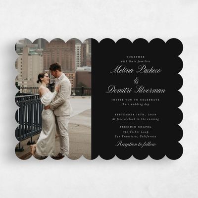 Black Scalloped Wedding Invitation - Mabel Photo