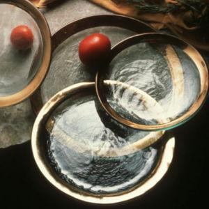 Annieglass Platinum Roman Antique Dinner Plate
