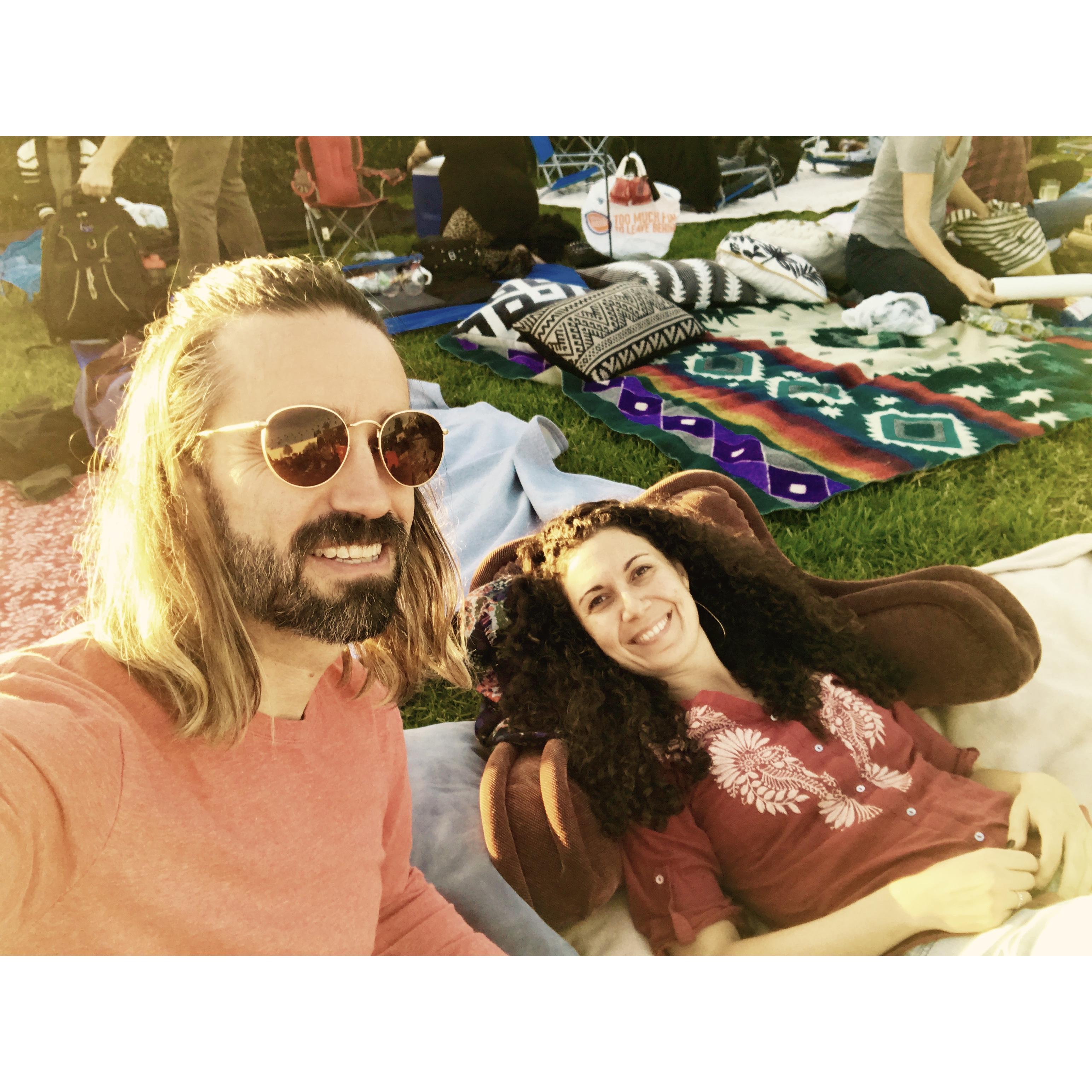 Feeling the love and blood in the air as we prepare to watch "Night of the Living Dead" outside at the Hollywood Forever Cemetery.