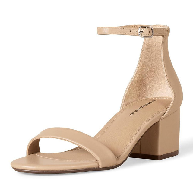 Amazon Essentials Women's Two Strap Ankle Strap Block Heel Sandal