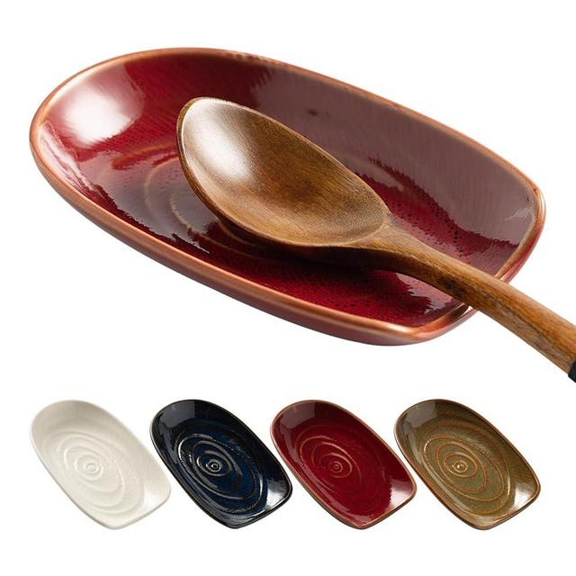 Ceremic Spoon Rest for Stove Top, Spoon Holder for Kitchen Counter, Coffee Spoon Rest, Cooking Utensil Rest for Ladles, Kitchen Decor, Housewarming Gifts, 1 pack (red)