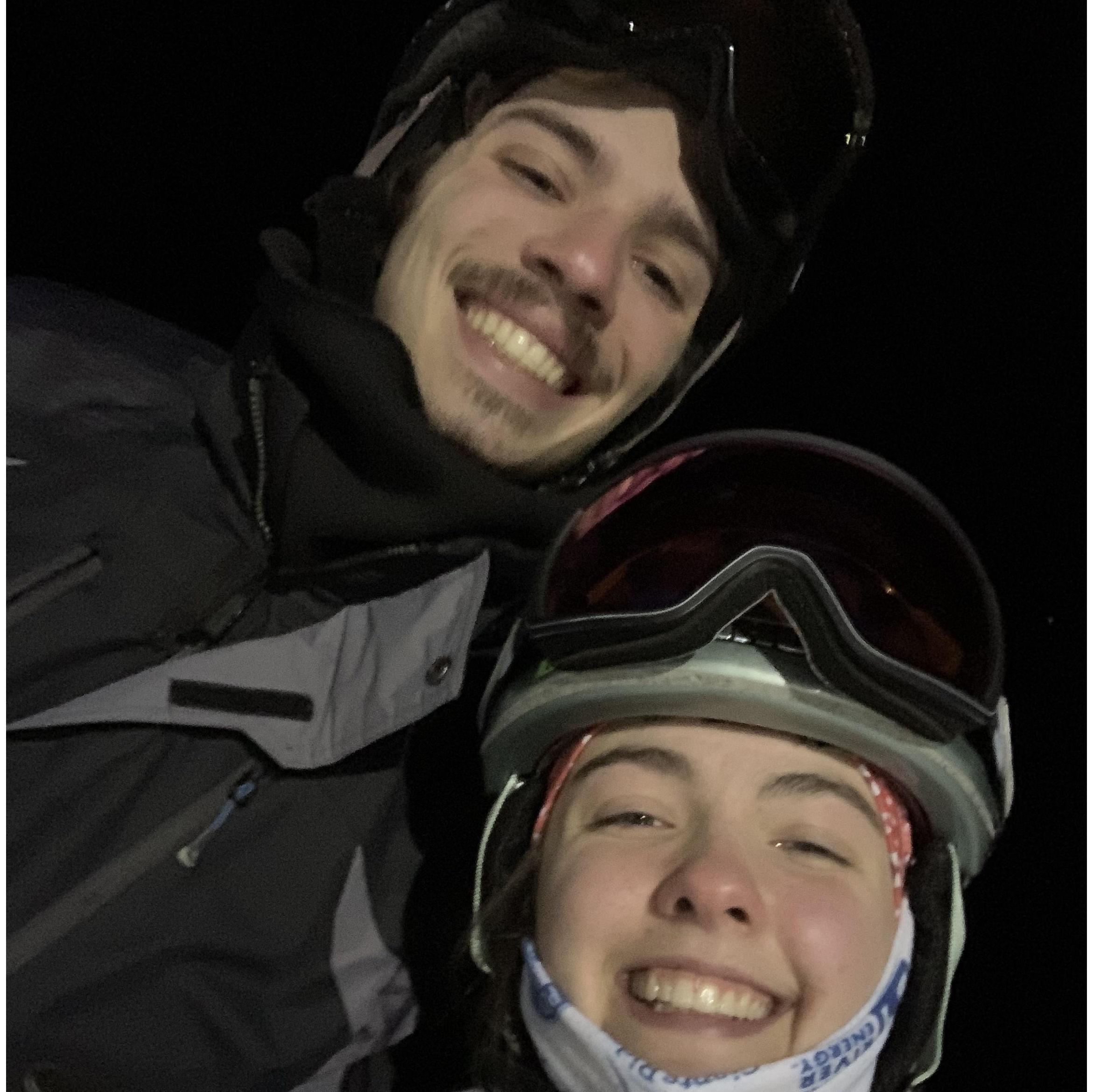 Matt taking Cailyn downhill skiing for the first time.