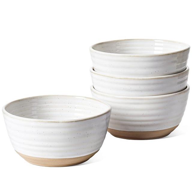 LE TAUCI Soup bowls 28 oz, Ceramic Cereal Bowl for Kitchen, Stoneware Bowl for Pho, Chip, Fruit, Salad, Noodle, Ramen - 6 Inch, Set of 4, Arctic white