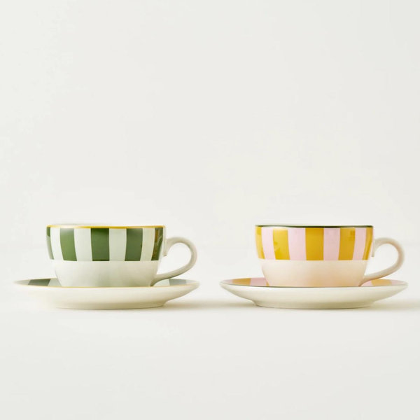 Line Porcelain Tea Cup Set (2 Pieces) - Bella Maison
