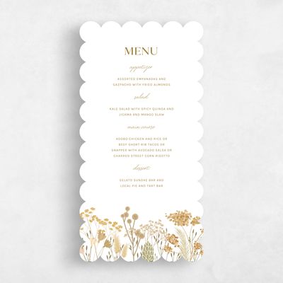 White Scalloped Wedding Menu - Brendlyn