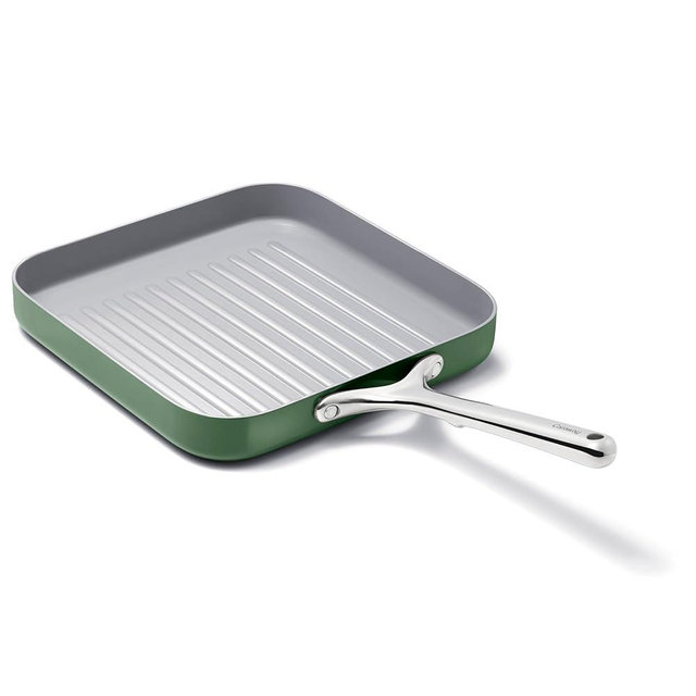 Caraway Square Grill Pan - 11” Grill Pan - Non-Stick Ceramic Coated - Non Toxic, PTFE & PFOA Free - Oven Safe & Compatible with All Stovetops - Sage