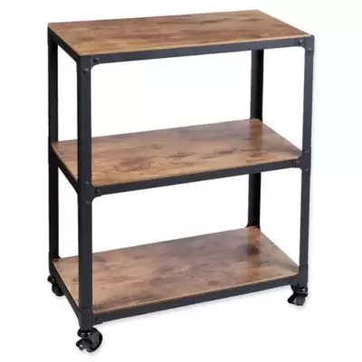 Mind Reader Charm 3-Shelf Utility Cart in Black/Wood