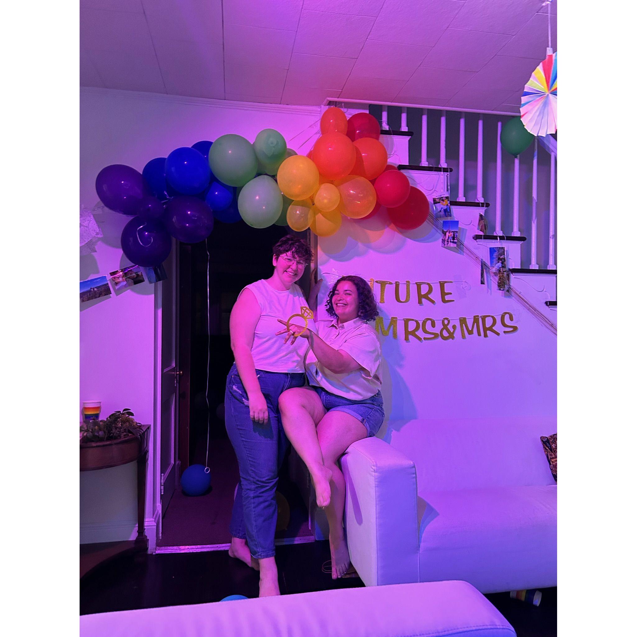 The surprise engageMany of our best friends, including ones who had to fly, came to surprise Ari at the surprise engagement party Bee threw for her the day after proposing!