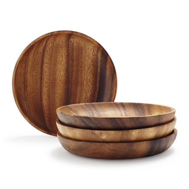Acacia Wood Appetizer Plates, Set of 4