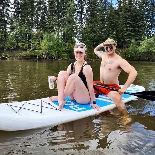 The first photo they took together, floating down the Chena River in June 2020.