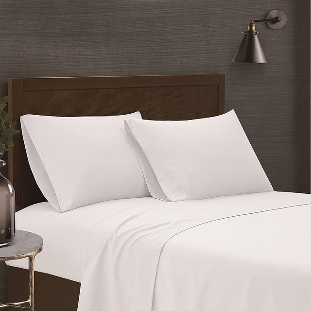 London Fog – Garment Wash Solid King 6 Piece Sheet and Pillowcase Set – Soft Microfiber Fabric – White