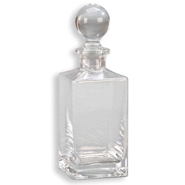 Creative Gifts International Square Simon Glass Decanter For Scotch & Whiskey, 32oz Capacity, 10.25" Tall, Glass Ball Stopper, Gift Box Included