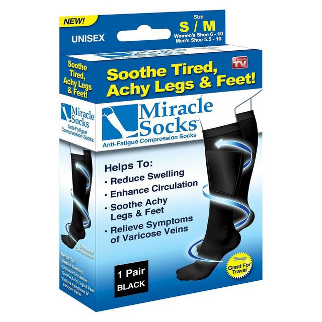As Seen on TV Miracle Socks Anti-Fatigue Compression Socks - Black L/XL