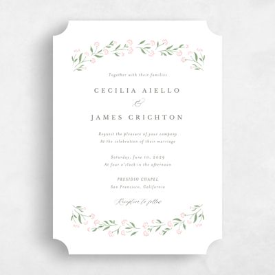 White Ticket Wedding Invitation - Samlet Classic