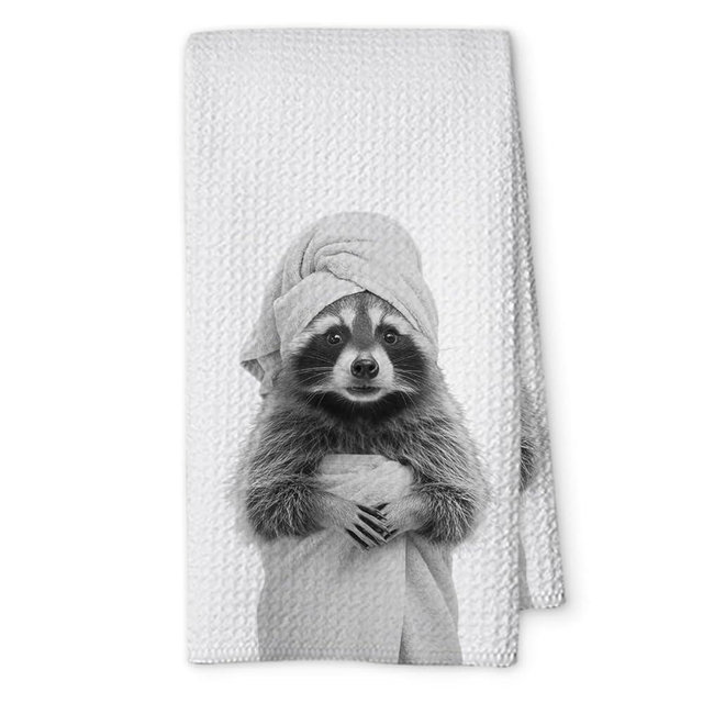 Threegoat Cute Raccoon Kitchen Towels 1 PCS, Funny Racoon Gifts for Women, Raccoon Decor Hand Towels for Bathroom, Cute Animal, Women, Pet Owners Housewarming-A06
