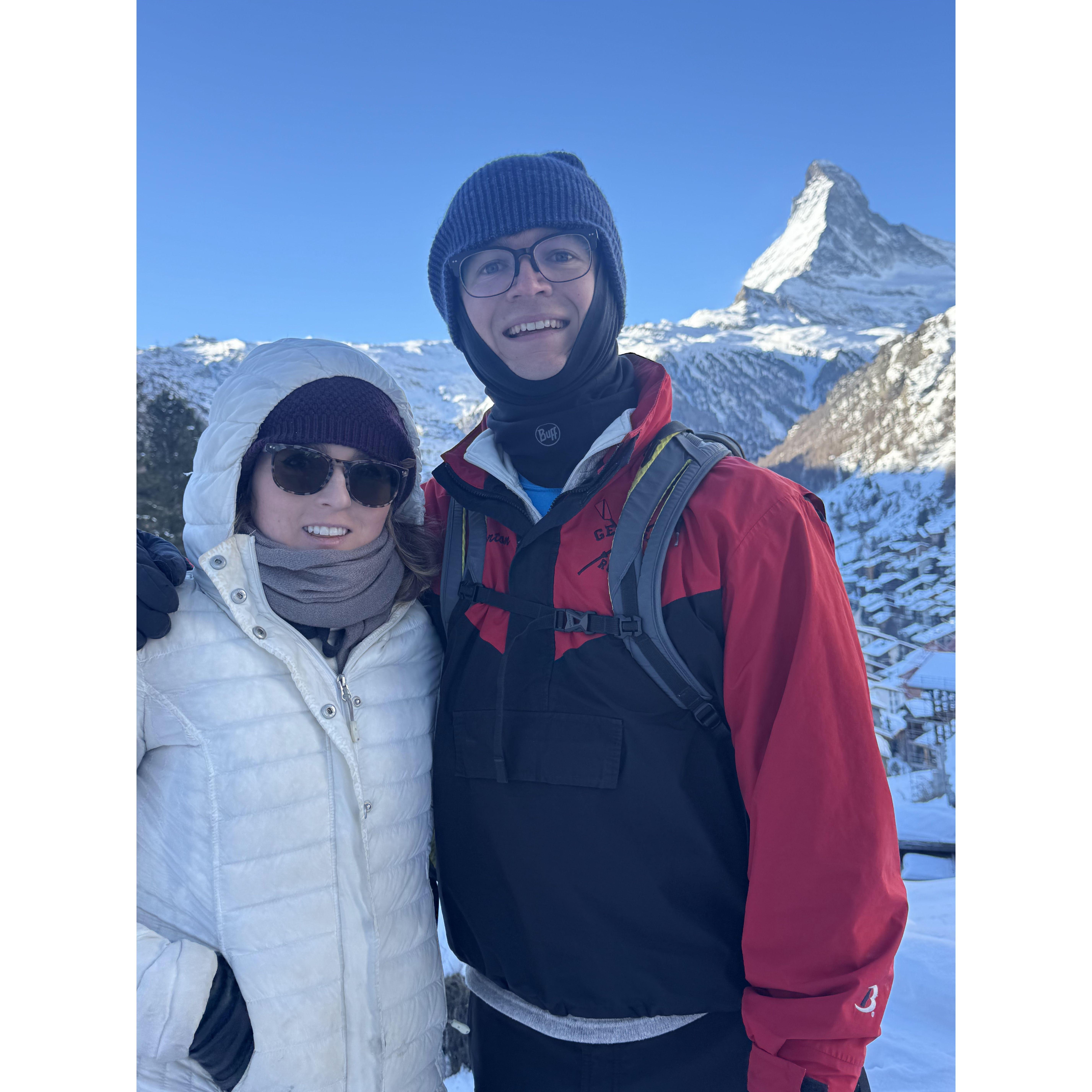 Skiing in front of the Matterhorn!
