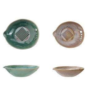 Stoneware Garlic/Ginger Graters with Herb Strippers