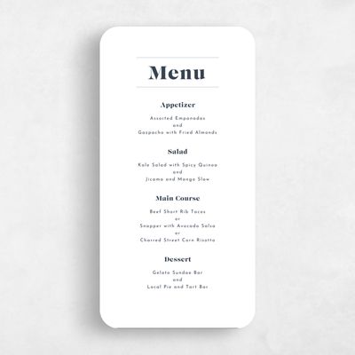 White Rounded Wedding Menu - Henrietta