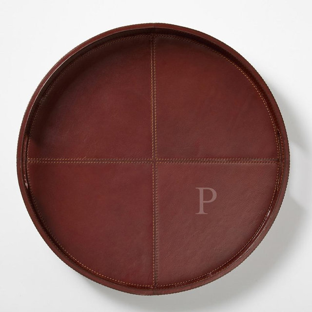 Manhattan Leather Round Serving Tray