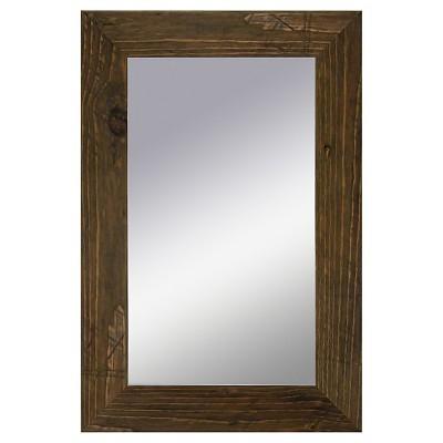 Rectangle Rustic Wood Decorative Wall Mirror Brown - PTM Images