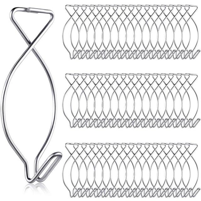 Hotop Drop Ceiling Clips Hanging Suspended Ceiling Hooks for Classrooms, Office, Party, Home and Wedding Decoration(Silver,48 Pieces)