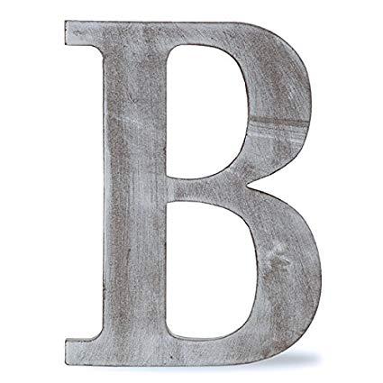 The Lucky Clover Trading LBL8CG-B B Wood Block, 8" L, Charcoal Grey Wall Letter Gray