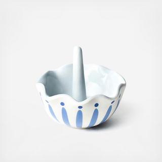 Iris Blue Burst Ruffle Ring Dish