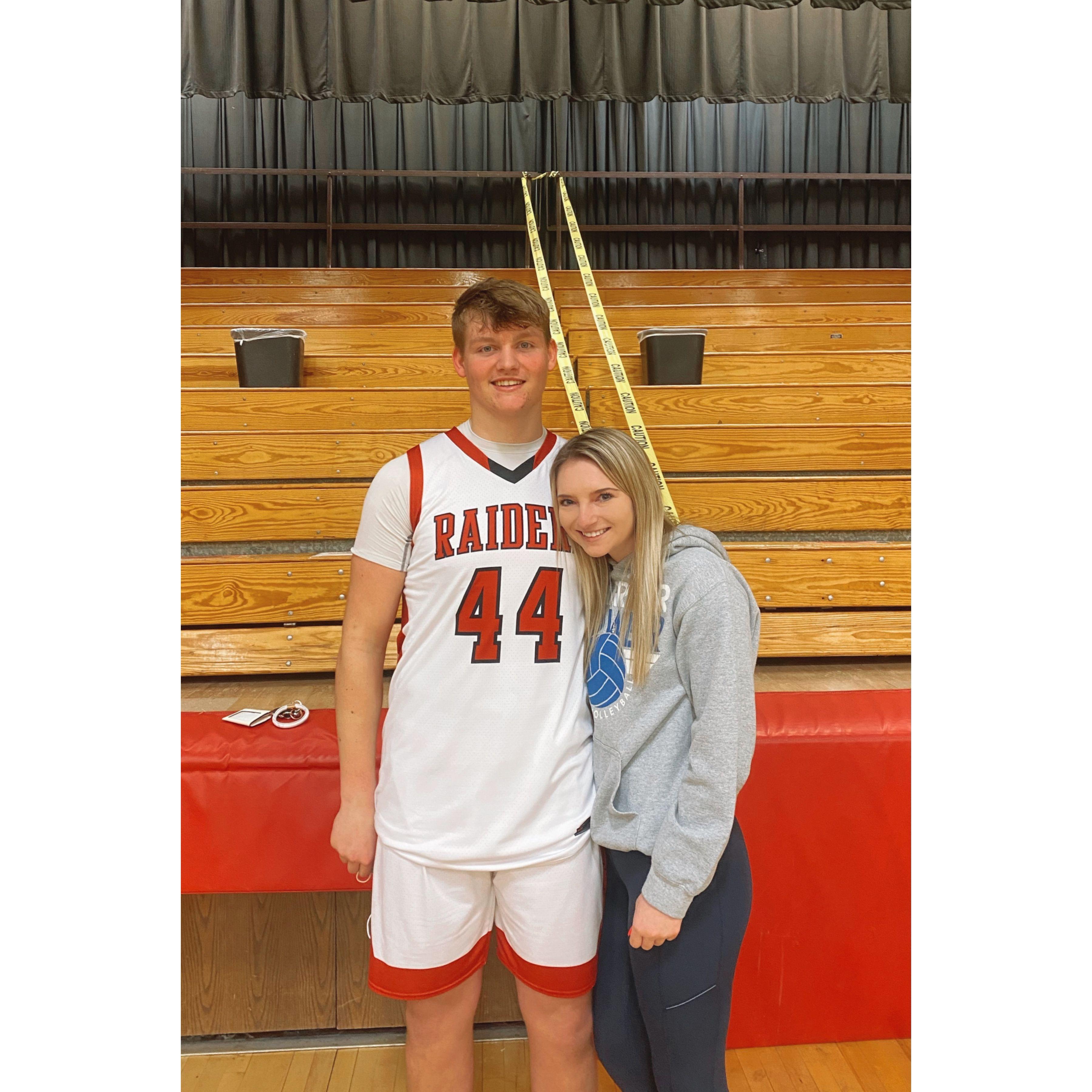 Our first picture together taken after one of Bayley's basketball games