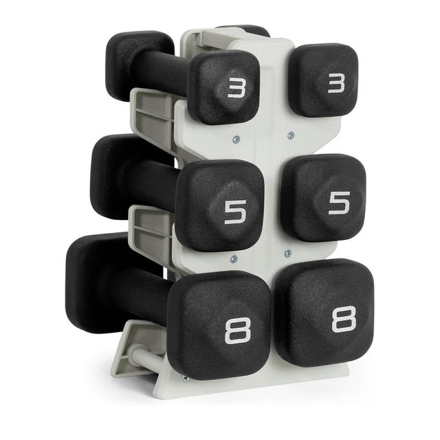 Tone Fitness Neoprene Dumbbell Set with Storage Rack – Non-Slip, Anti-Roll Hand Weights for Home Gym Workouts | 20 lb, 32 lb, 50 lb, 60 lb & 100 lb Options