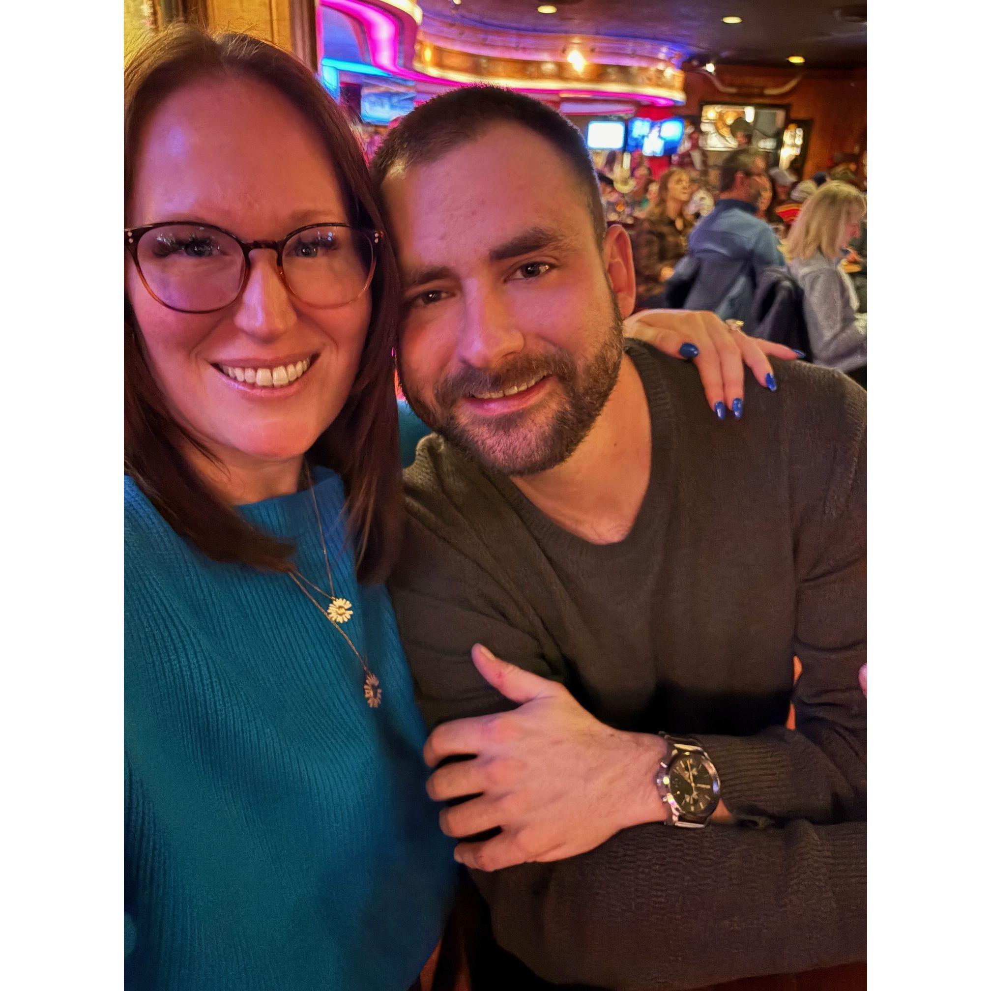 At our favorite saloon in Jackson, WY