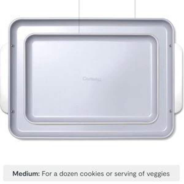 Caraway Non-Stick Ceramic Baking Sheet Duo - Naturally Slick Ceramic Coating - Non-Toxic, PTFE & PFOA Free - 18 x 13" Large & 15 x 10" Medium - Gray