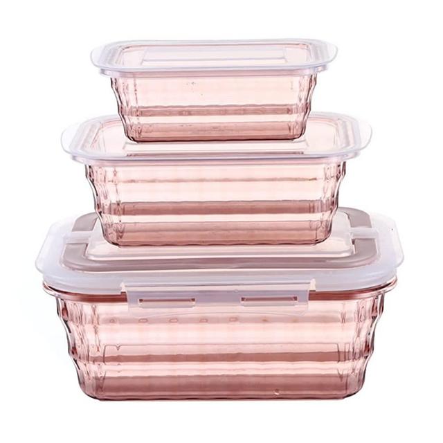 Taiuloo Set of 3 Food Storage Container, BPA Free Salad Bowls with Lids, Salad Lunch Container To Go with Handle, Plastic Meal Prep Storage Containers for Snacks, Fruits, Pink