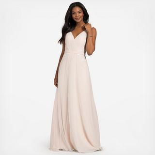 V-Neck Long Tulle Bridesmaid Dress