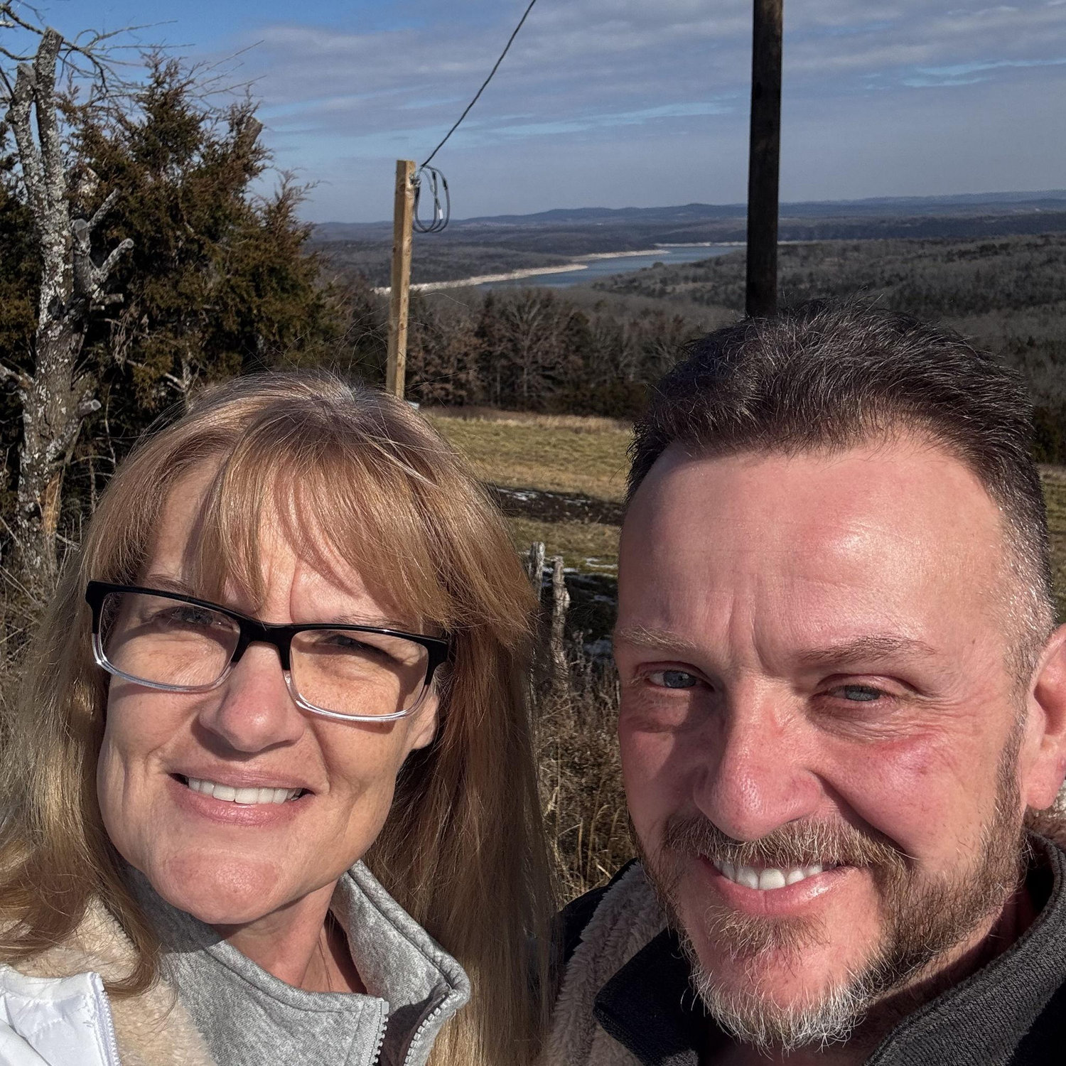 Brett showing Brian her favorite childhood place for photos in northern Arkansas.