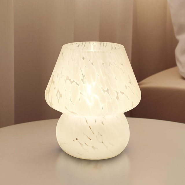 Dawnwake Mushroom Lamp Table Lamp for Bedroom,Small Desk Bedside Lamps for Living Room,Mushroom Decor Cute Mini Modern Mid Century Lamps for Night Stands,Aesthetic Home Living Room Decor(White)