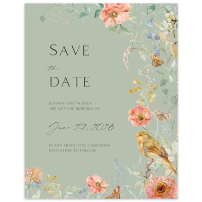 Laurel Green Wedding Digital Save the Date - Aurelia Portrait