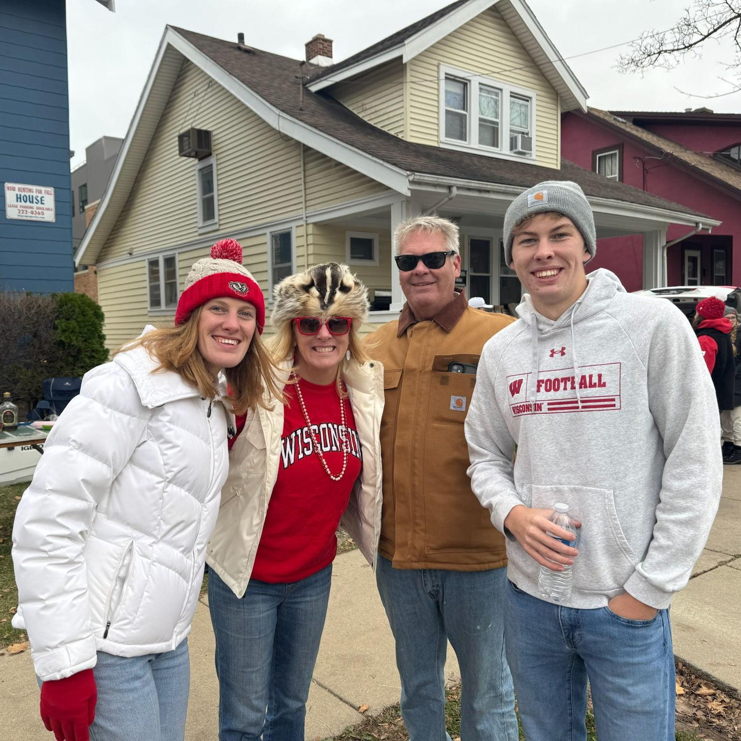 Tierney and her family before a badger game in Madison
