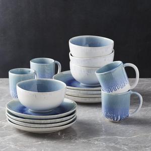 Caspian 16-Piece Blue Reactive Glaze Dinnerware Set