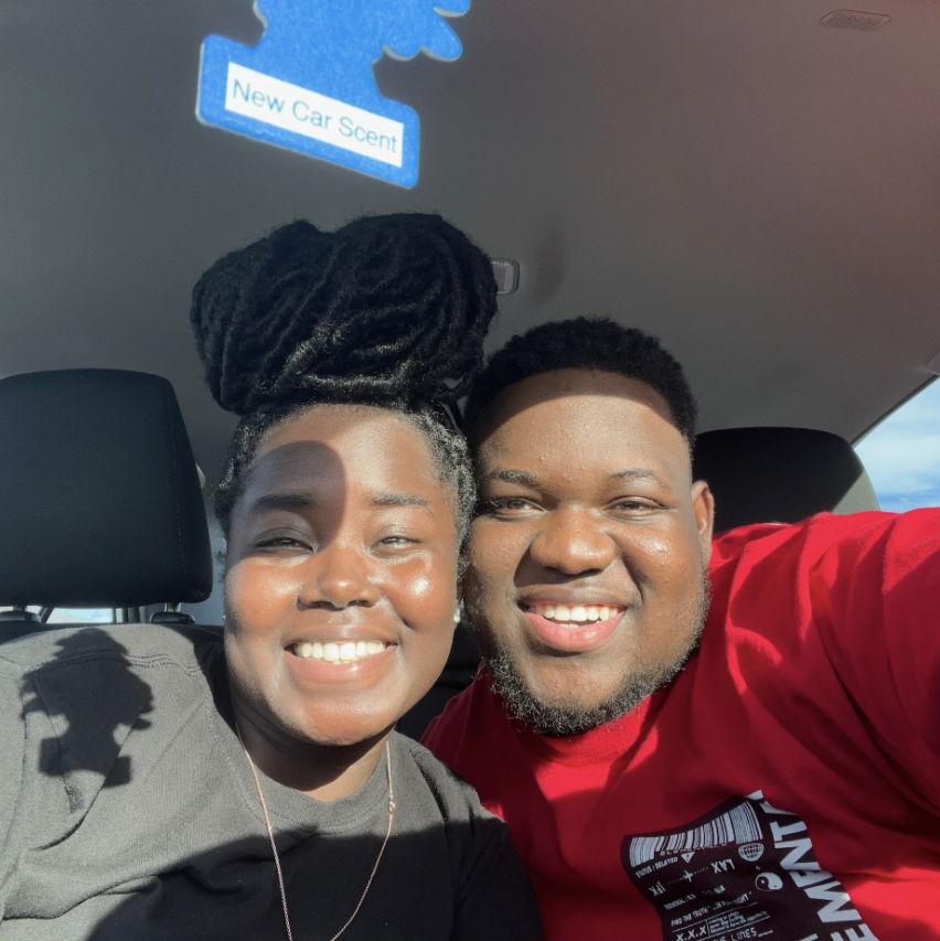 One of many young couple car selfies!