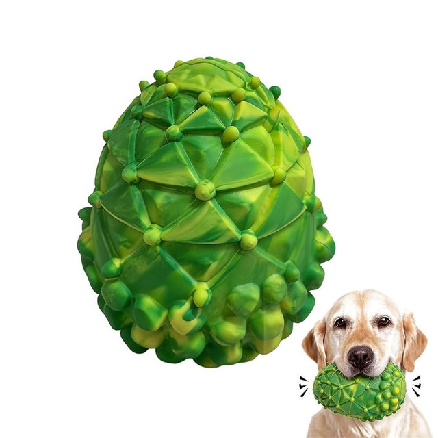 FSZMMJJ Indestructible Pinecone Squeaky Dog Chew Toys, Tough Natural Rubber Dog Toys for Aggressive Chewers, Medium and Large Breeds,(Green)