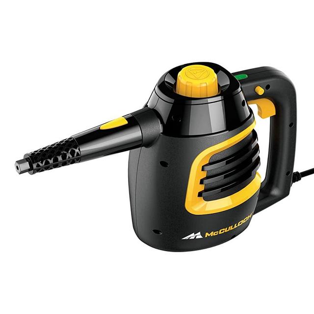 McCulloch MC1230 Handheld Steam Cleaner with Extension Hose, 11-Piece Accessory Set, Chemical-Free Cleaning, Black
