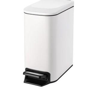 Cesun Small Bathroom Trash Can with Lid Soft Close, Step Pedal, 6 Liter / 1.6 Gallon Stainless Steel Slim Garbage Can for Bedroom, Diaper Waste Basket with Removable Inner Bucket (White)
