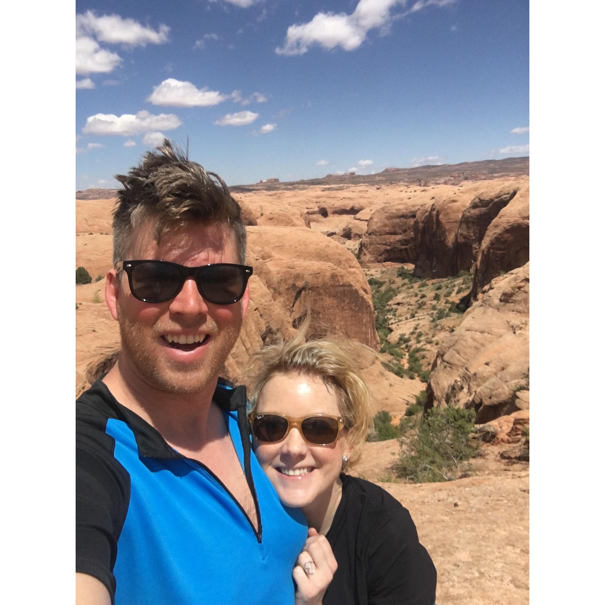 Biking Slickrock bike trail in Moab. Shortly after this Alex flew over her handle bars and punctured her water bottle. That was the end of that ride :(