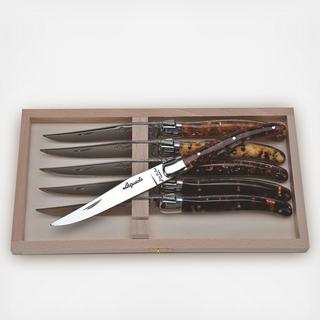 Laguiole Tortoiseshell Steak Knives with Presentation Box, Set of 6